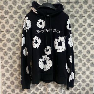 Denim Tears Cotton Floral Black Sweatshirt Hoodie
